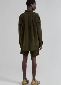 The Frankie Shop Camden Corduroy Shirt Olive Hot