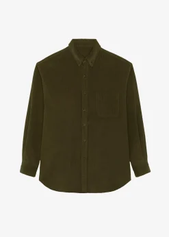 The Frankie Shop Camden Corduroy Shirt Olive Hot