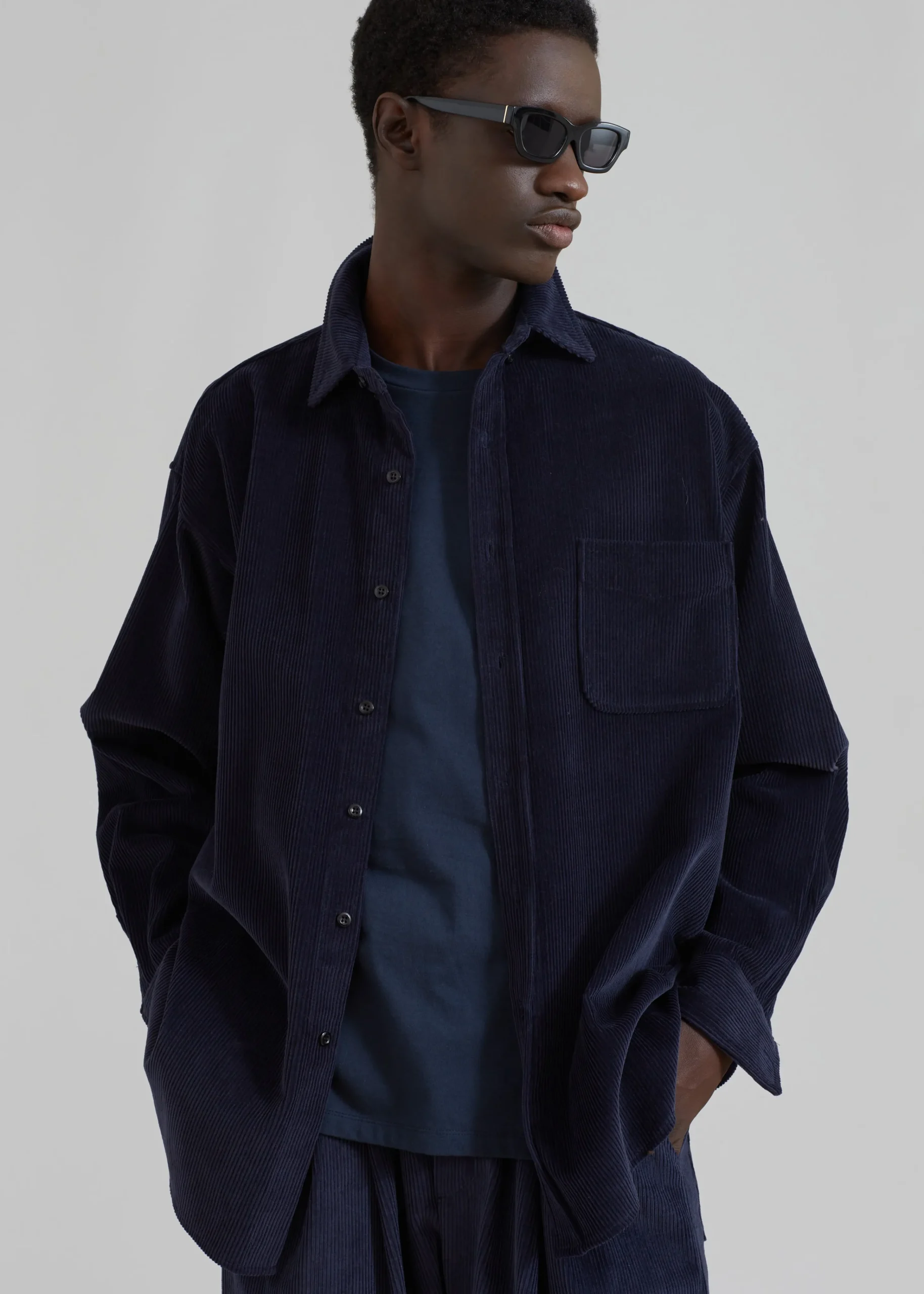 The Frankie Shop Camden Corduroy Shirt Navy Online