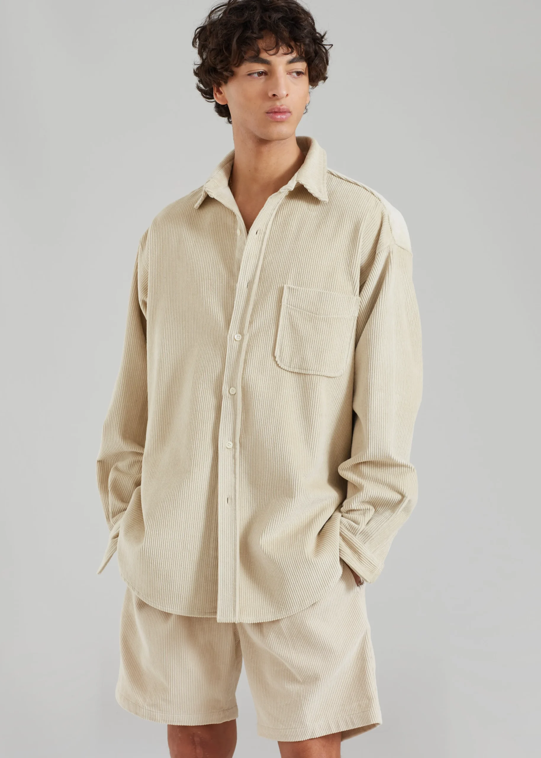 The Frankie Shop Camden Corduroy Shirt Cream Sale