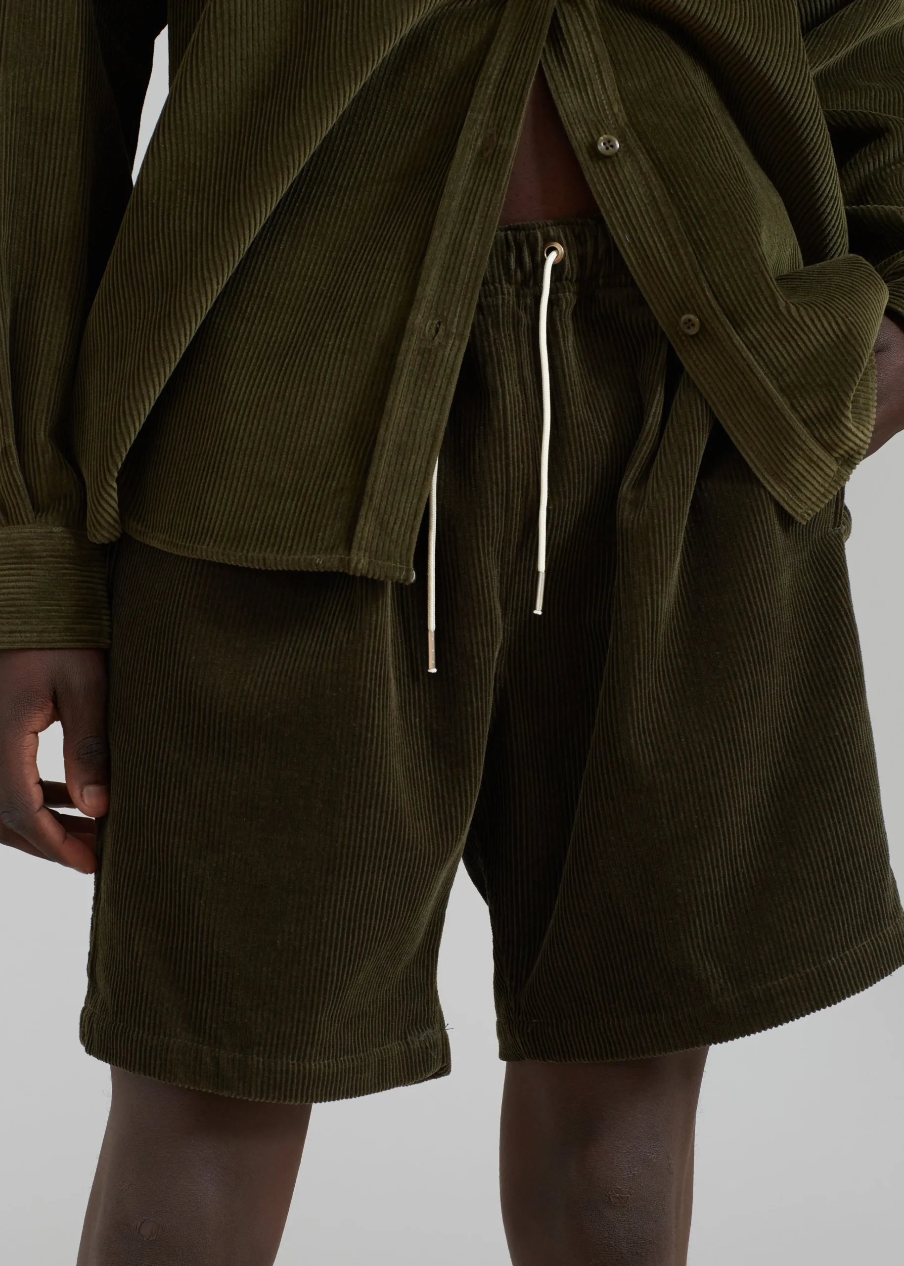 The Frankie Shop Camden Corduroy Shorts Olive Sale