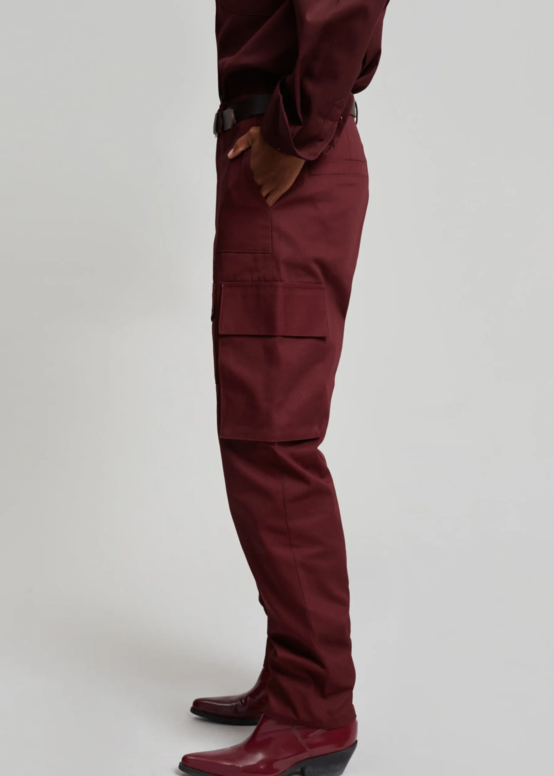 The Frankie Shop Carrie Twill Cargo Pants Burgundy Online
