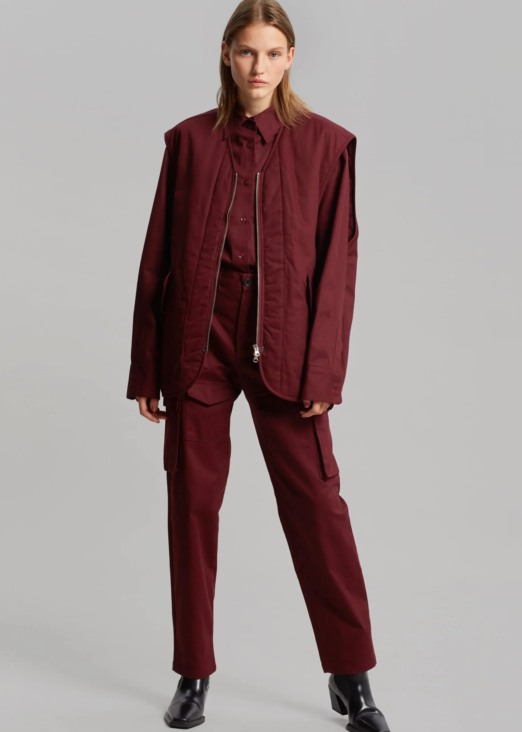 The Frankie Shop Carrie Twill Cargo Pants Burgundy Online