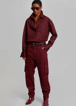 The Frankie Shop Carrie Twill Cargo Pants Burgundy Online