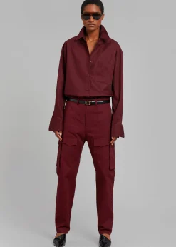 The Frankie Shop Carrie Twill Cargo Pants Burgundy Online