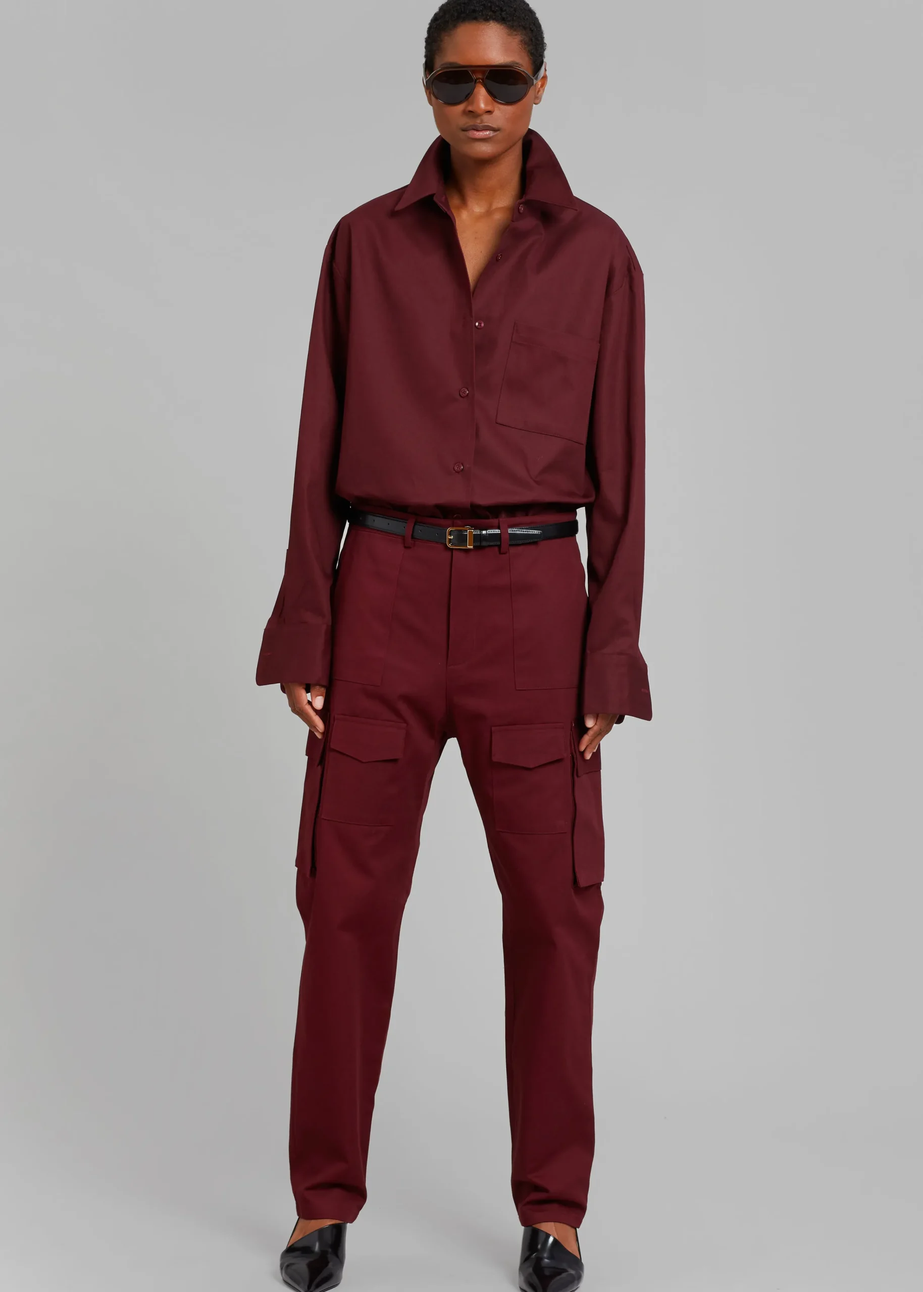 The Frankie Shop Carrie Twill Cargo Pants Burgundy Online