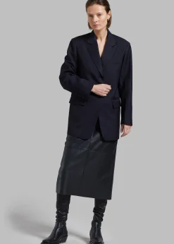 The Frankie Shop Cedric Open Back Blazer Navy Stripe