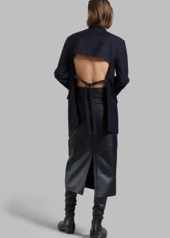 The Frankie Shop Cedric Open Back Blazer Navy Stripe