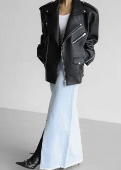 The Frankie Shop Chicago Oversized Perfecto Jacket Black Discount