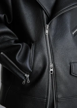 The Frankie Shop Chicago Oversized Perfecto Jacket Black Discount