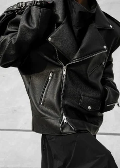 The Frankie Shop Chicago Oversized Perfecto Jacket Black Discount