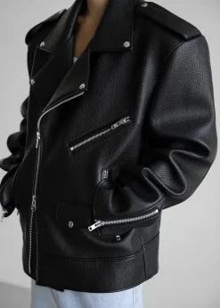The Frankie Shop Chicago Oversized Perfecto Jacket Black Discount
