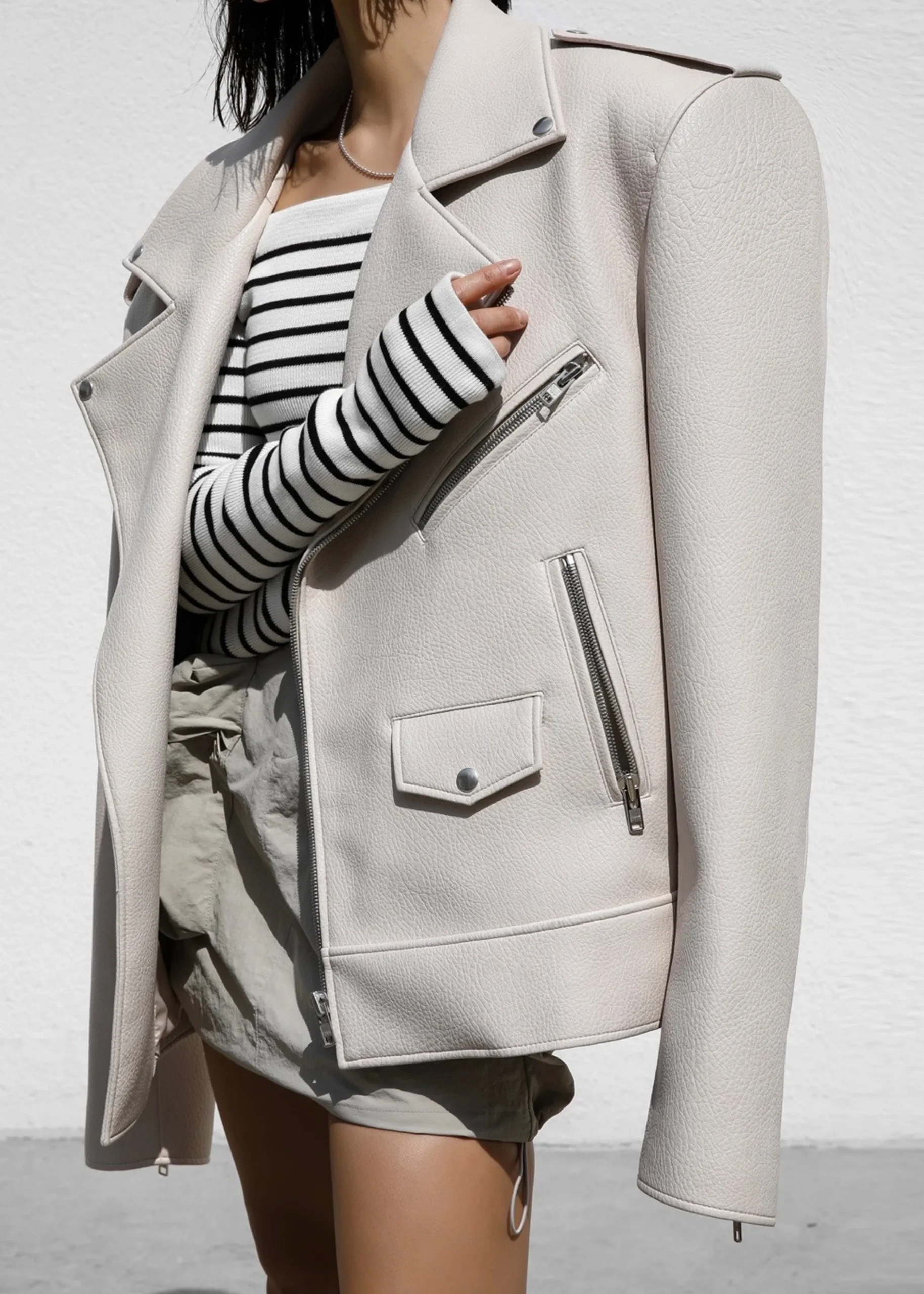 The Frankie Shop Chicago Oversized Perfecto Jacket Cream Sale
