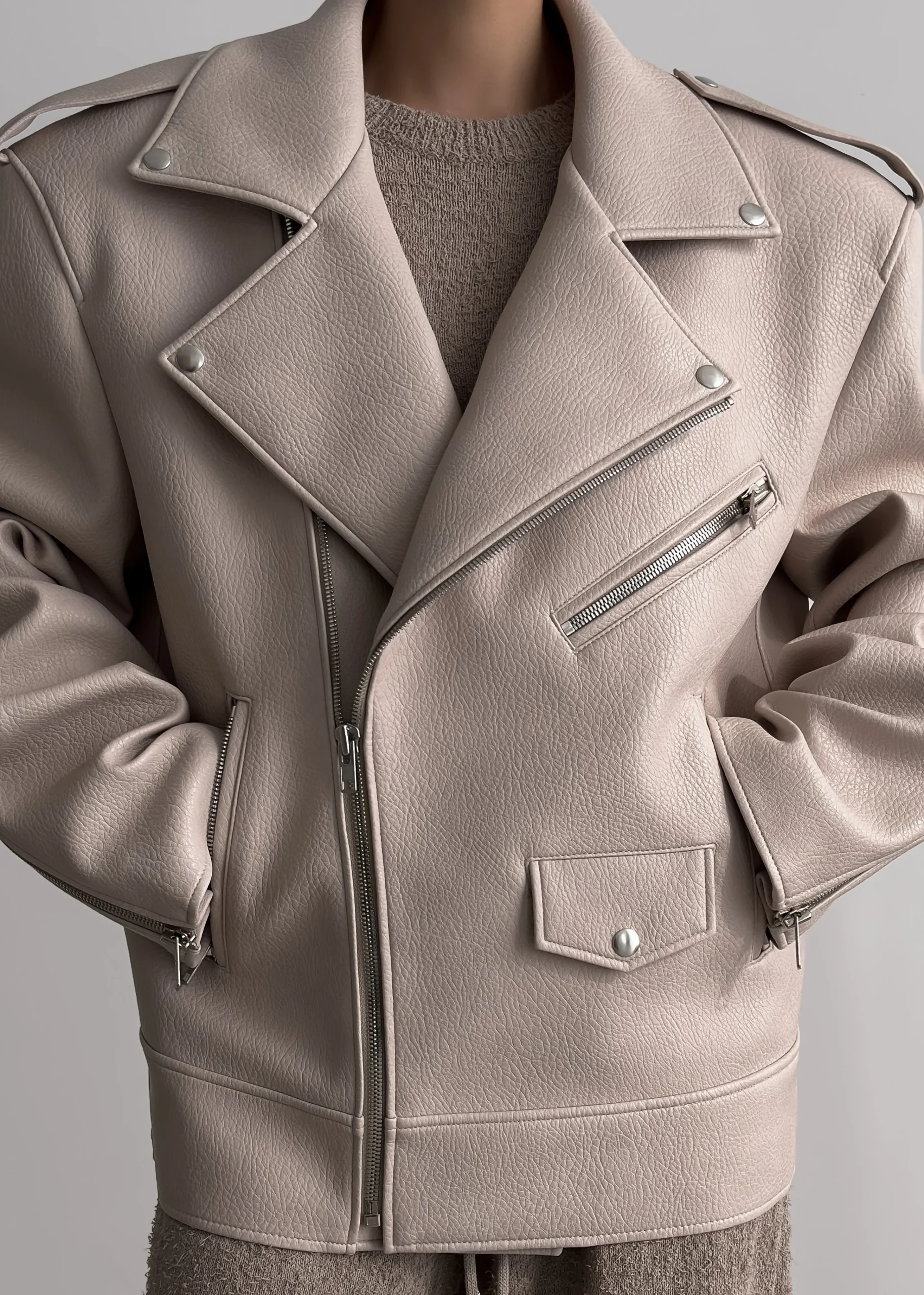 The Frankie Shop Chicago Oversized Perfecto Jacket Cream Sale