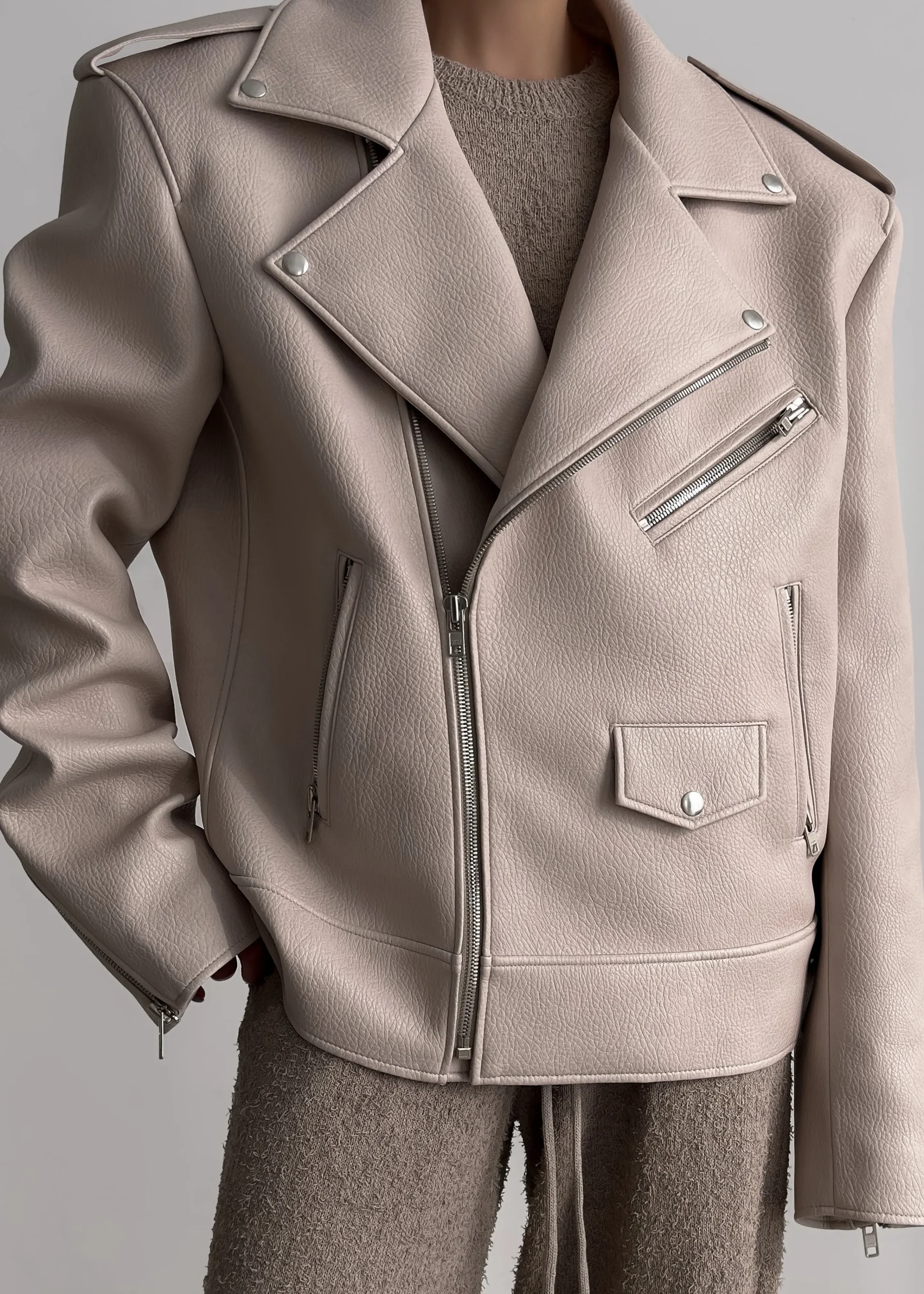 The Frankie Shop Chicago Oversized Perfecto Jacket Cream Sale