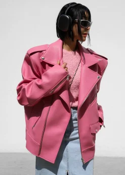The Frankie Shop Chicago Oversized Perfecto Jacket Pink Clearance