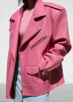 The Frankie Shop Chicago Oversized Perfecto Jacket Pink Clearance