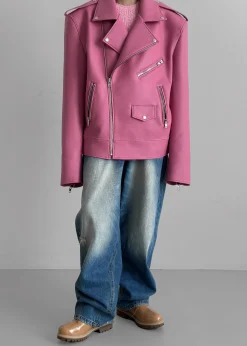 The Frankie Shop Chicago Oversized Perfecto Jacket Pink Clearance