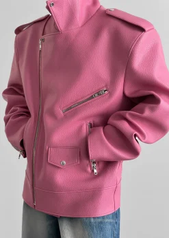 The Frankie Shop Chicago Oversized Perfecto Jacket Pink Clearance