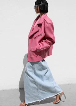 The Frankie Shop Chicago Oversized Perfecto Jacket Pink Clearance