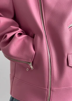The Frankie Shop Chicago Oversized Perfecto Jacket Pink Clearance
