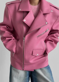The Frankie Shop Chicago Oversized Perfecto Jacket Pink Clearance