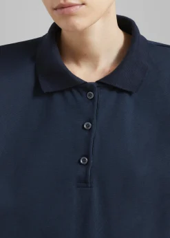 The Frankie Shop Chris Polo Padded Shoulders Mini Dress Navy Online