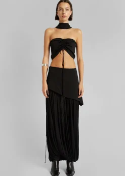 The Frankie Shop Christopher Esber Reversed Halter Ruched Crop Top Black Discount