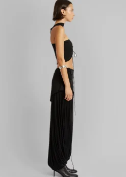 The Frankie Shop Christopher Esber Reversed Halter Ruched Crop Top Black Discount