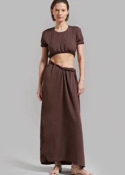 The Frankie Shop Christopher Esber Roll Sleeve Tee Dress Chocolate New