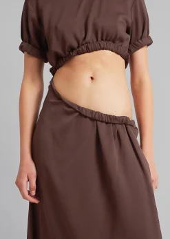 The Frankie Shop Christopher Esber Roll Sleeve Tee Dress Chocolate New