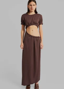 The Frankie Shop Christopher Esber Roll Sleeve Tee Dress Chocolate New
