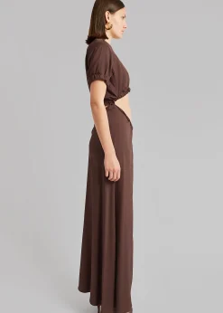 The Frankie Shop Christopher Esber Roll Sleeve Tee Dress Chocolate New