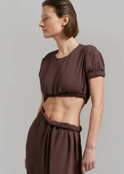 The Frankie Shop Christopher Esber Roll Sleeve Tee Dress Chocolate New