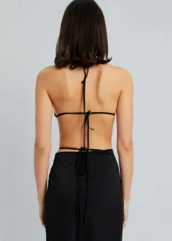 The Frankie Shop Christopher Esber Ruched Underbust Bikini Top Black Hot