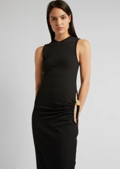 The Frankie Shop Christopher Esber Ruched Quartz Hip Tank Dress Black/Yellow Stones Hot