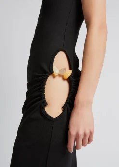 The Frankie Shop Christopher Esber Ruched Quartz Hip Tank Dress Black/Yellow Stones Hot