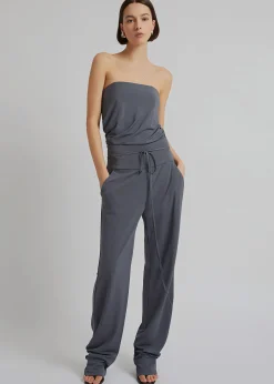 The Frankie Shop Christopher Esber Side Cowl Strapless Top Charcoal Clearance