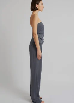 The Frankie Shop Christopher Esber Side Cowl Strapless Top Charcoal Clearance