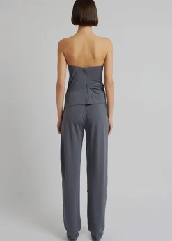 The Frankie Shop Christopher Esber Side Cowl Strapless Top Charcoal Clearance