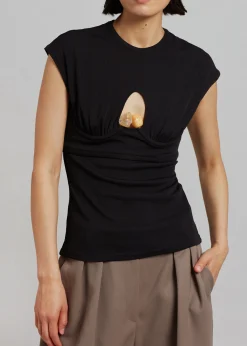 The Frankie Shop Christopher Esber Underbust Quartz Ribbed Tank Black/Yellow Stones Sale