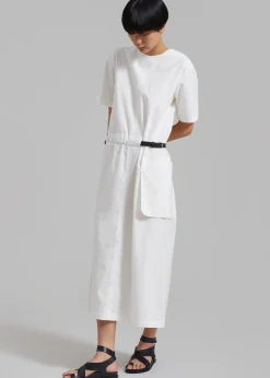 The Frankie Shop Claire Belted Maxi Dress White New