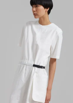 The Frankie Shop Claire Belted Maxi Dress White New