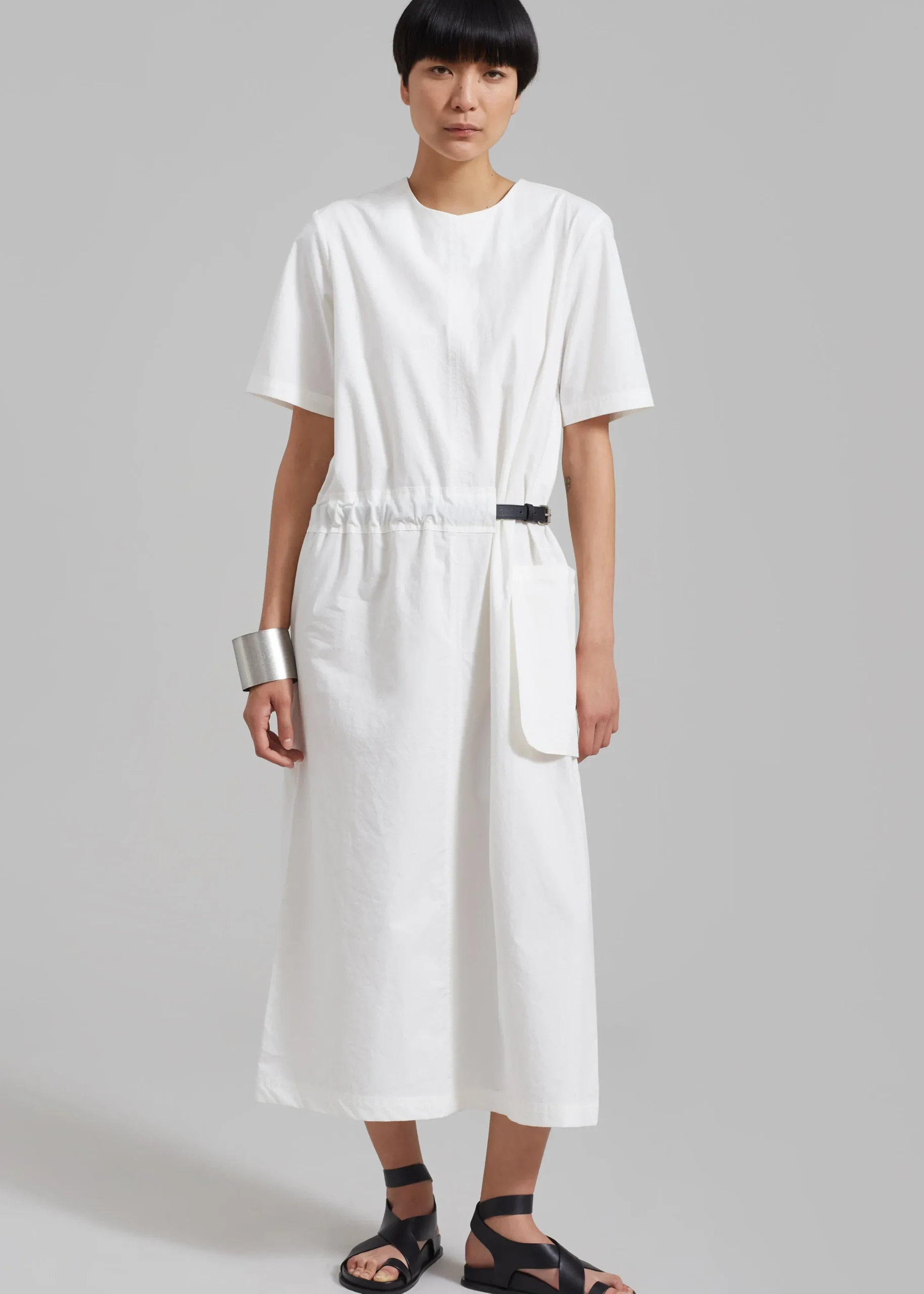 The Frankie Shop Claire Belted Maxi Dress White New