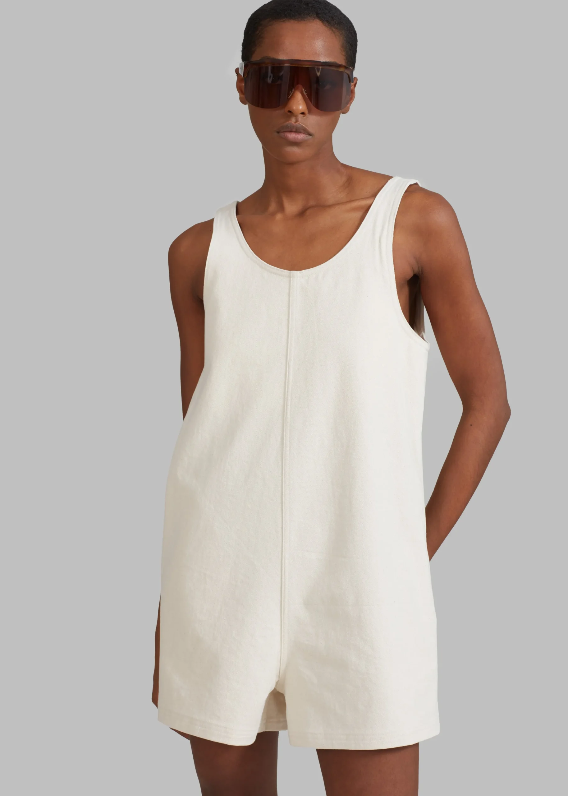 The Frankie Shop Claris Twill Romper Cream Outlet