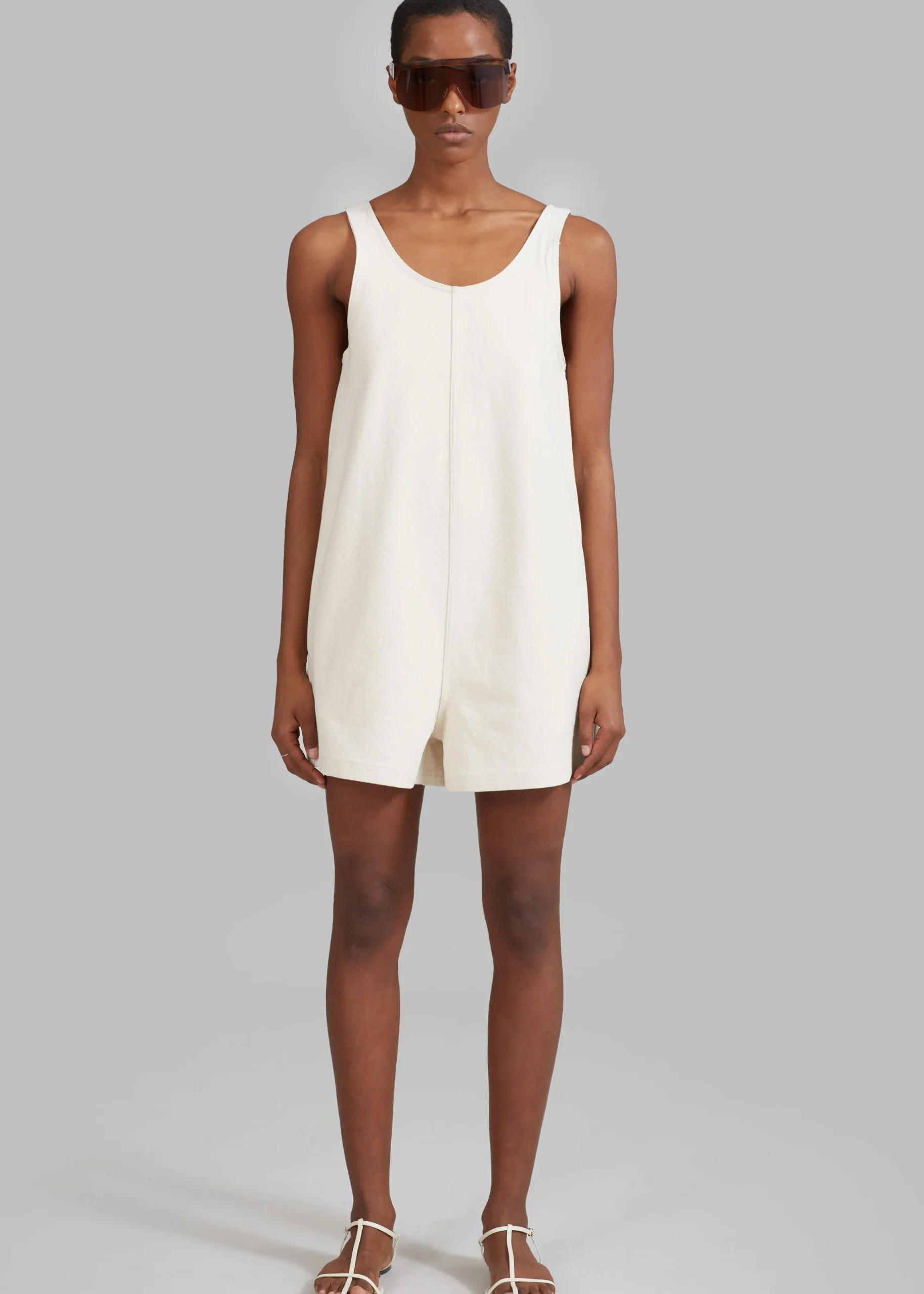 The Frankie Shop Claris Twill Romper Cream Outlet