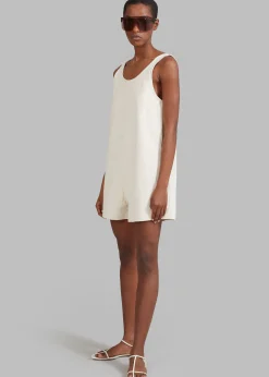 The Frankie Shop Claris Twill Romper Cream Outlet