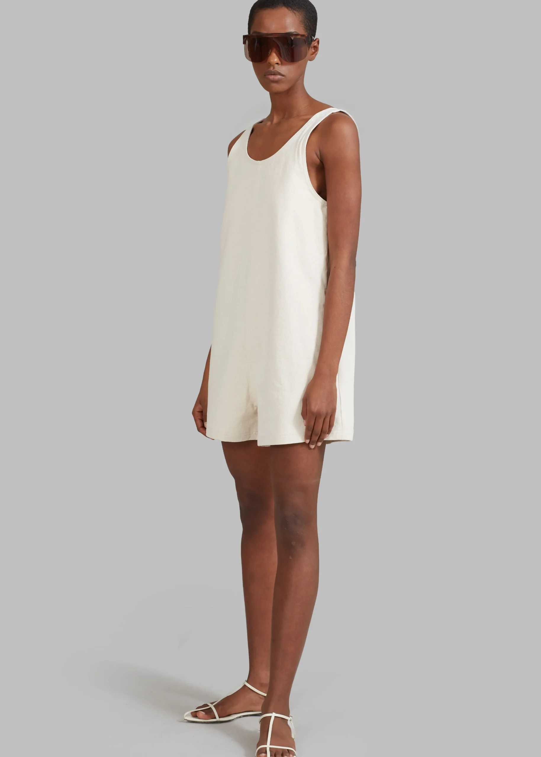 The Frankie Shop Claris Twill Romper Cream Outlet