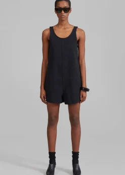 The Frankie Shop Claris Twill Romper Black Discount