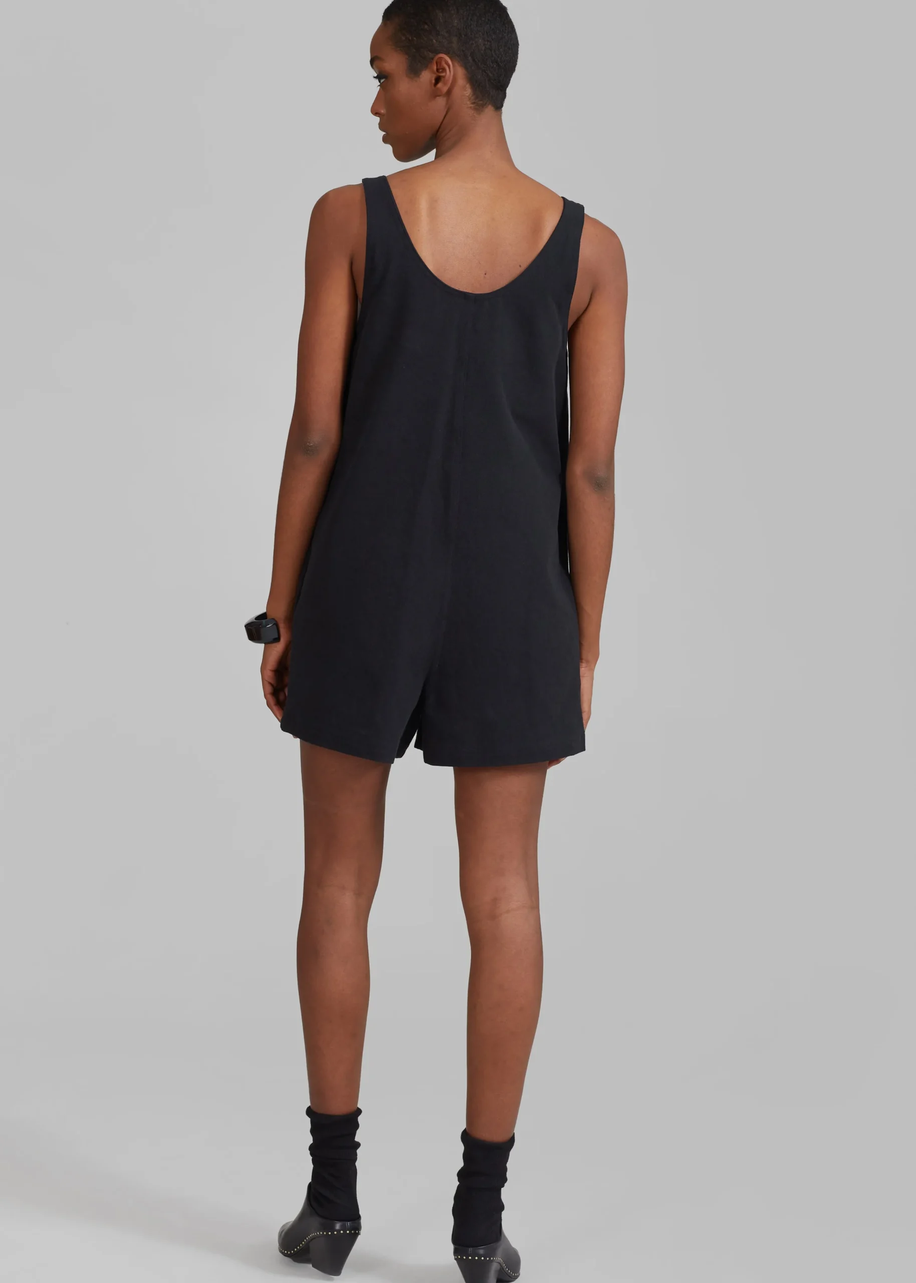 The Frankie Shop Claris Twill Romper Black Discount